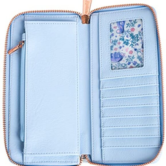 Faux Leather Zip Clutch Wallet with Multiple Card Slots & ID Window